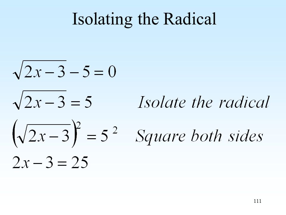 111 Isolating the Radical