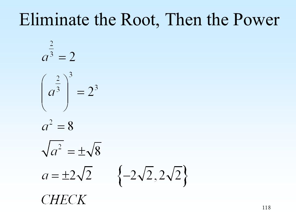 118 Eliminate the Root, Then the Power