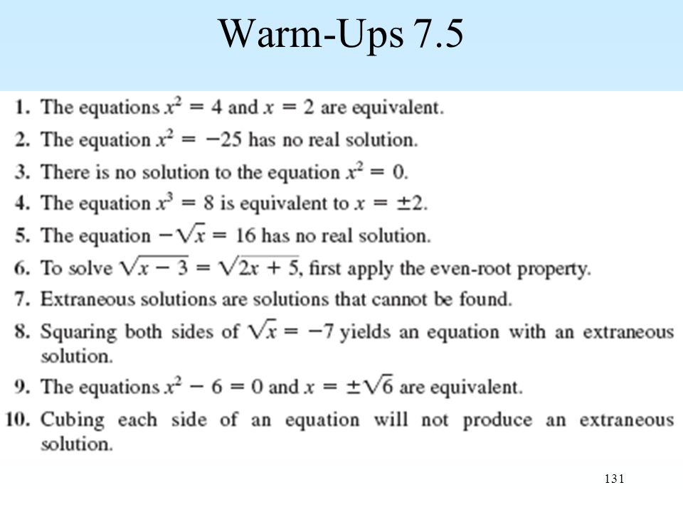 131 Warm-Ups 7.5