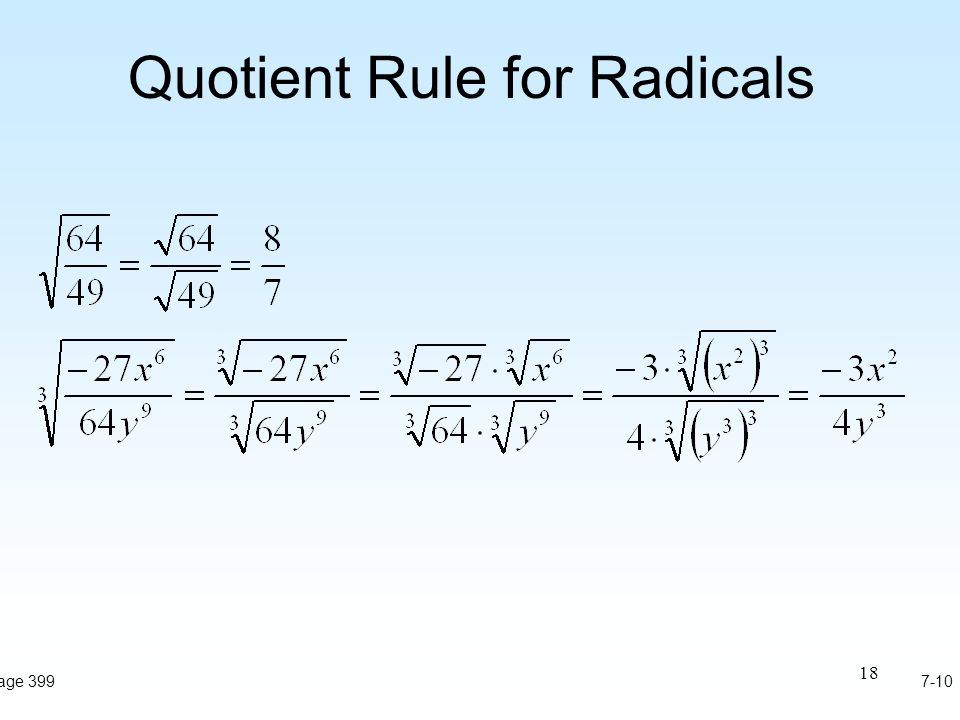 18 Quotient Rule for Radicals 7-10Page 399