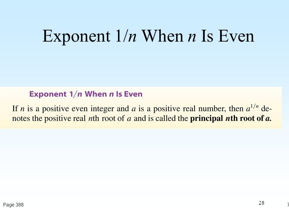 28 Exponent 1/n When n Is Even 7-1Page 388