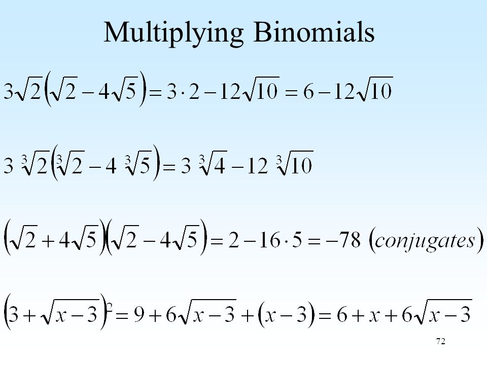 72 Multiplying Binomials