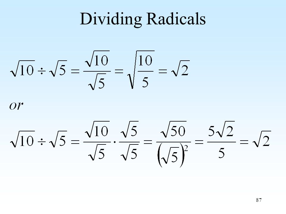87 Dividing Radicals