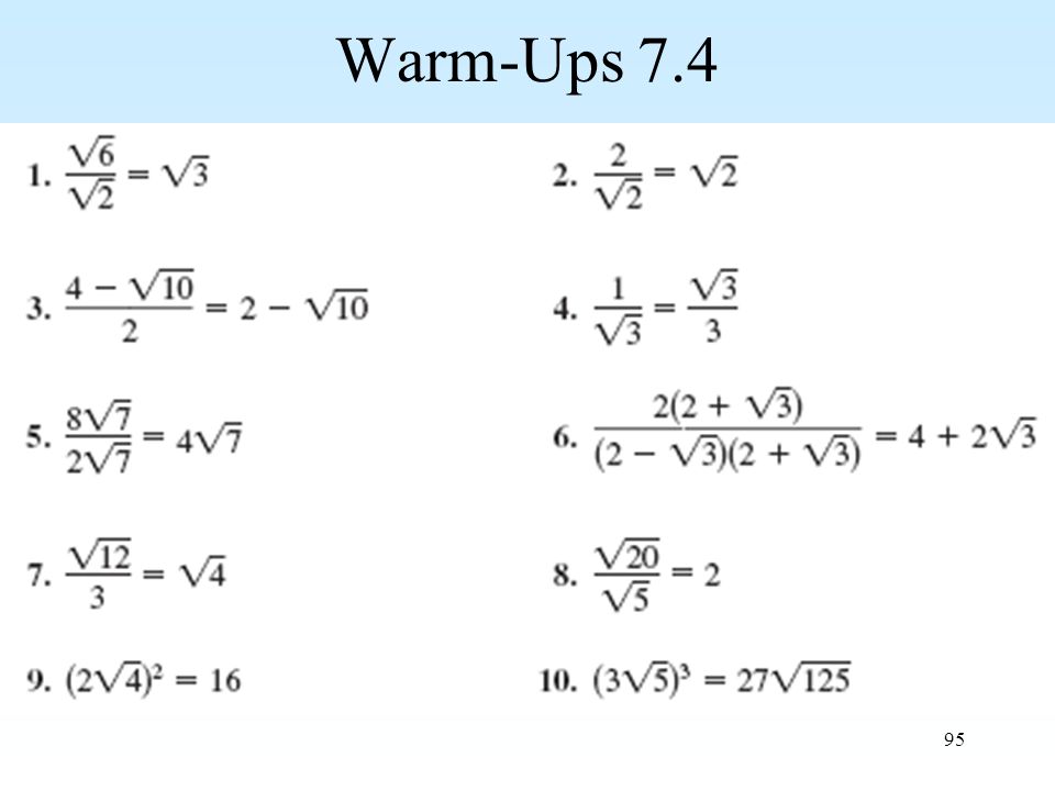 95 Warm-Ups 7.4