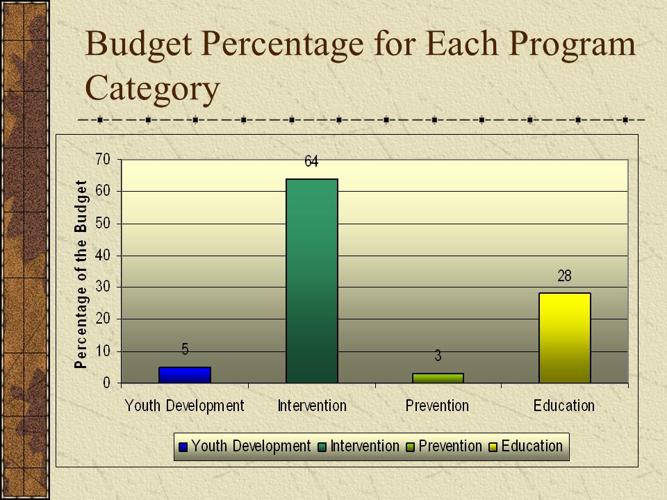 Budget Percentage for Each Program Category