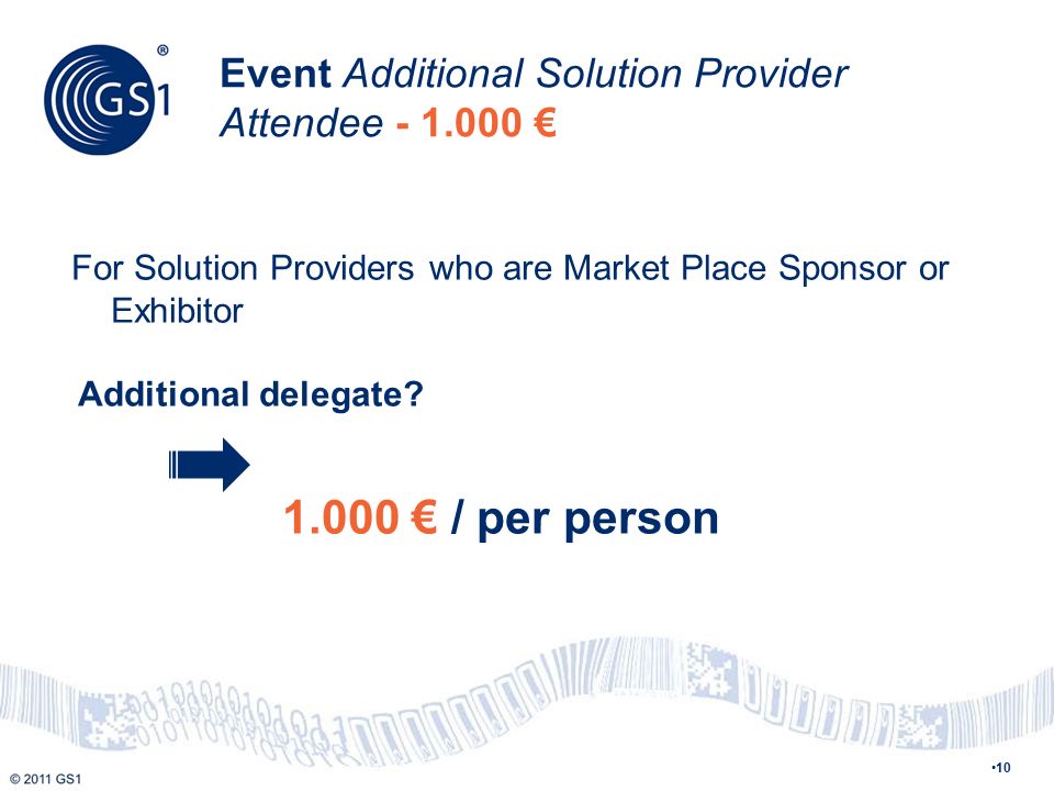 For Solution Providers who are Market Place Sponsor or Exhibitor Additional delegate.