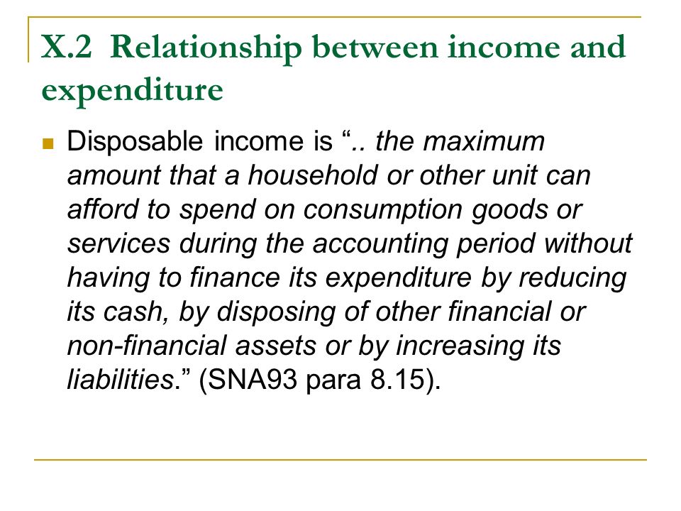 X.2Relationship between income and expenditure Disposable income is ..