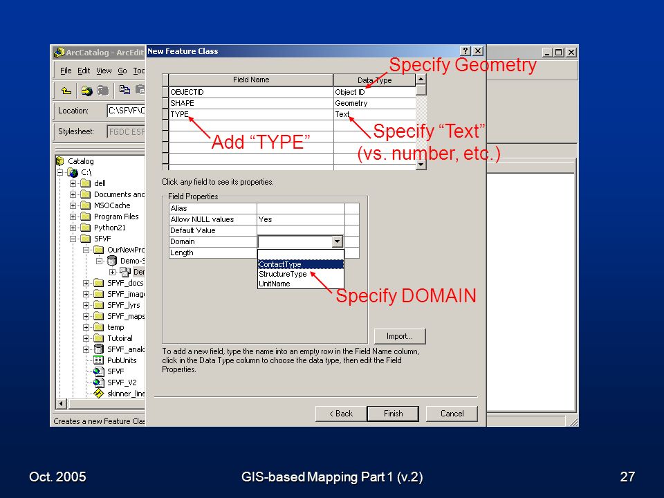 Oct. 2005GIS-based Mapping Part 1 (v.2)27 Add TYPE Specify Text (vs.