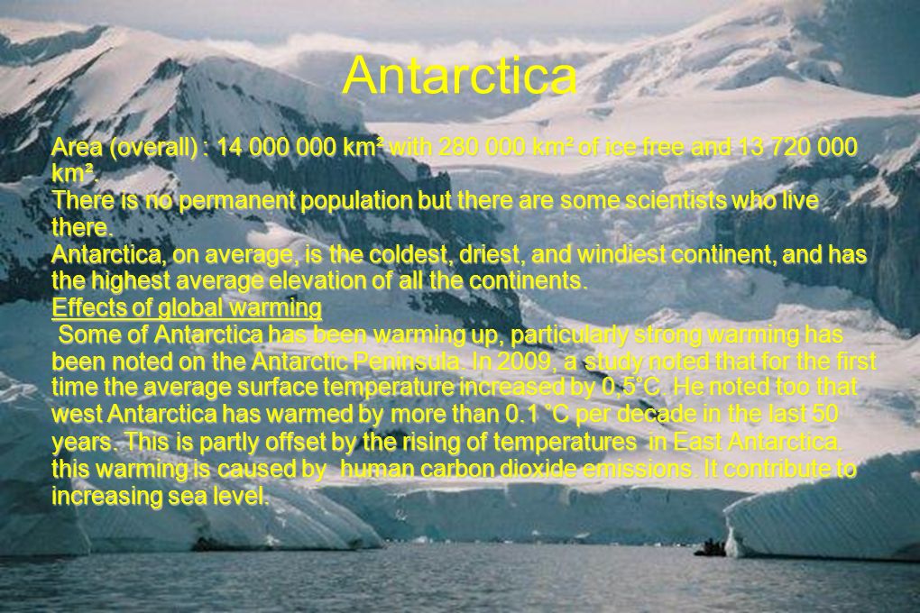 Antarctica Area (overall) : km² with km² of ice free and km².