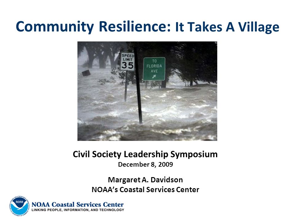 Community Resilience: It Takes A Village Civil Society Leadership Symposium December 8, 2009 Margaret A.