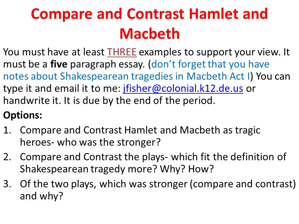Реферат: Macbeth Vs Hamlet Essay Research Paper Macbeth