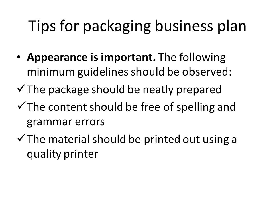 business plan for a packaging company