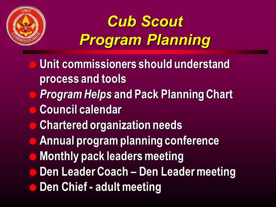 Pack Program Planning Chart