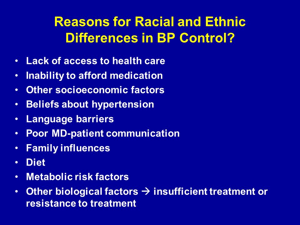 Reasons for Racial and Ethnic Differences in BP Control.