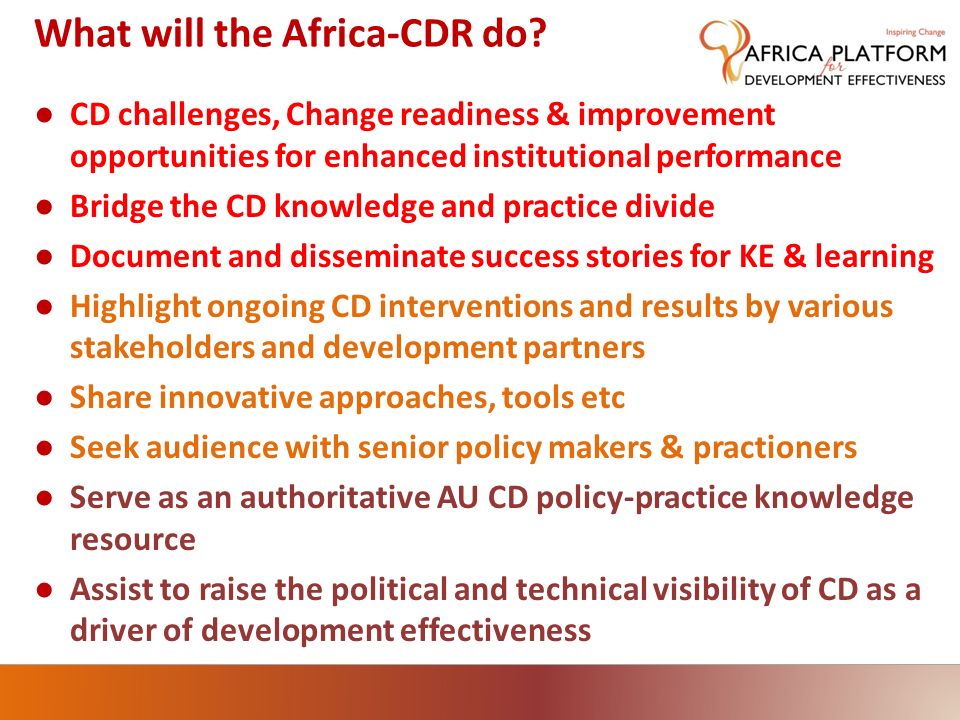 What will the Africa-CDR do.