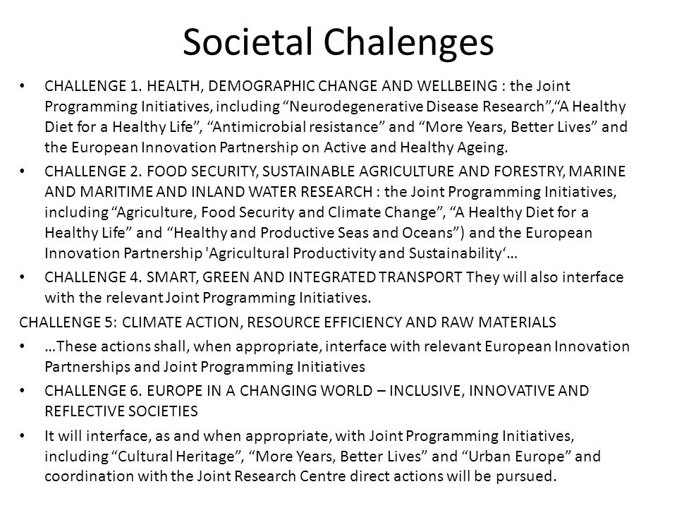 Societal Chalenges CHALLENGE 1.