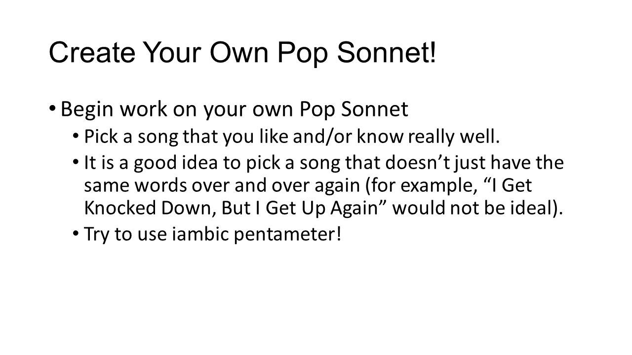 Create Your Own Pop Sonnet.
