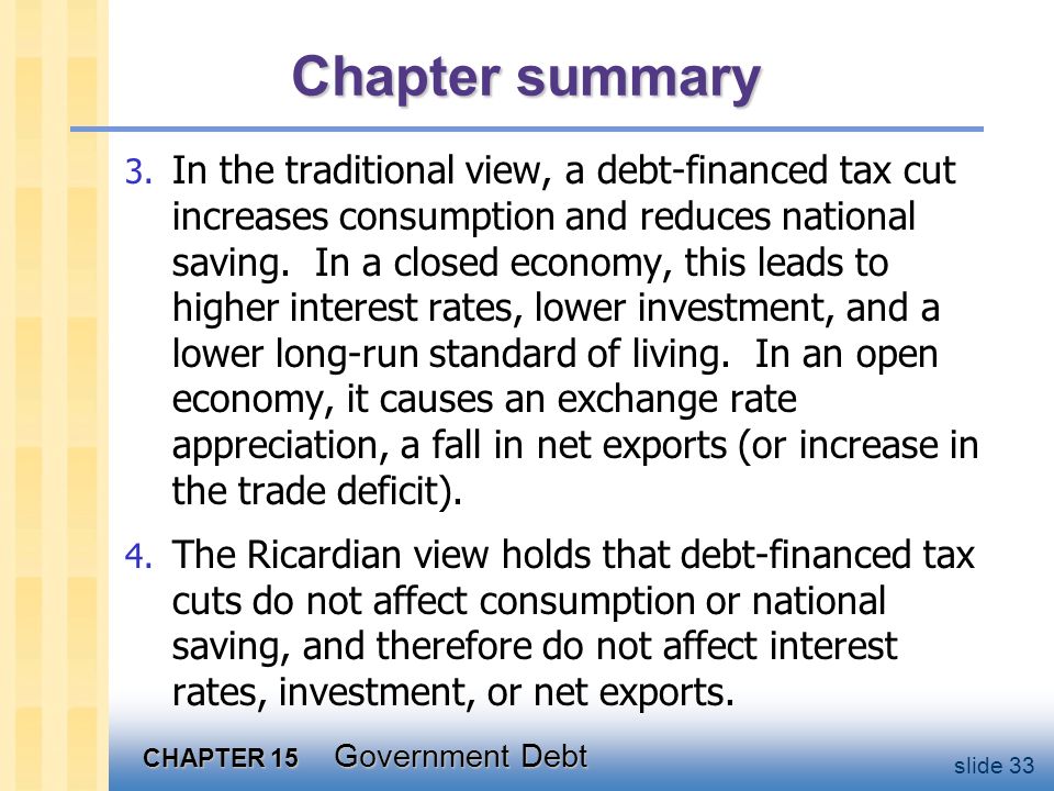 CHAPTER 15 Government Debt slide 33 Chapter summary 3.