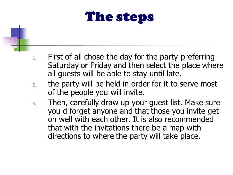 The steps 1.