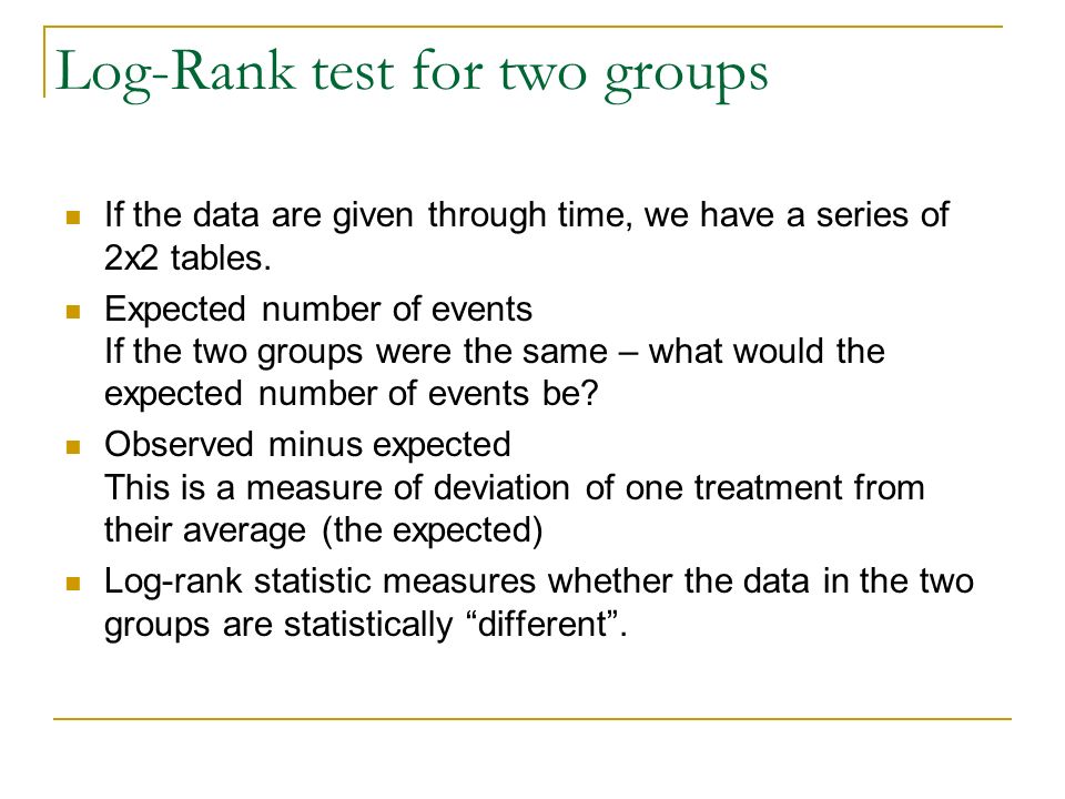 If the data are given through time, we have a series of 2x2 tables.