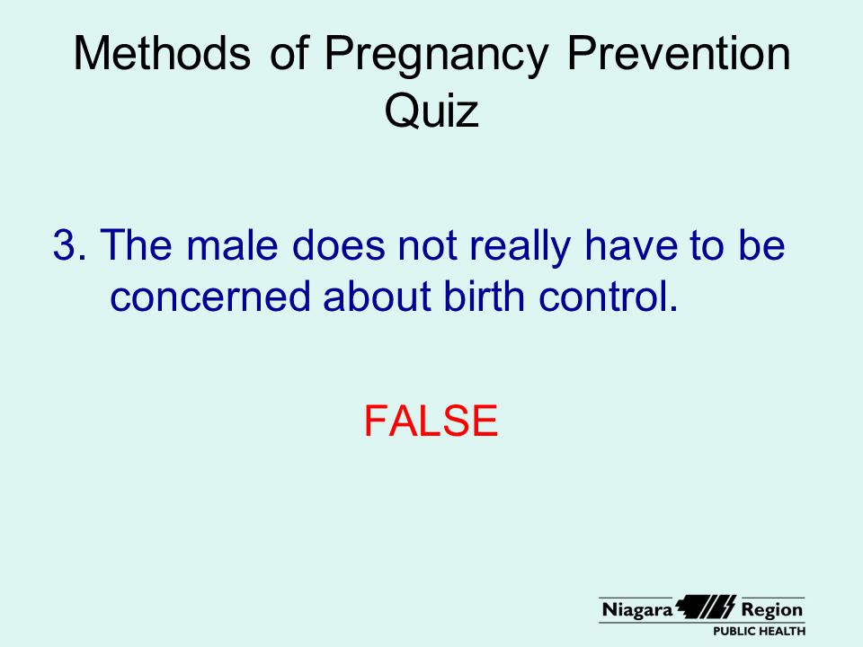 Methods of Pregnancy Prevention Quiz 3.