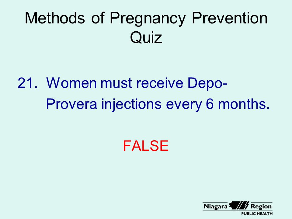 Methods of Pregnancy Prevention Quiz 21.