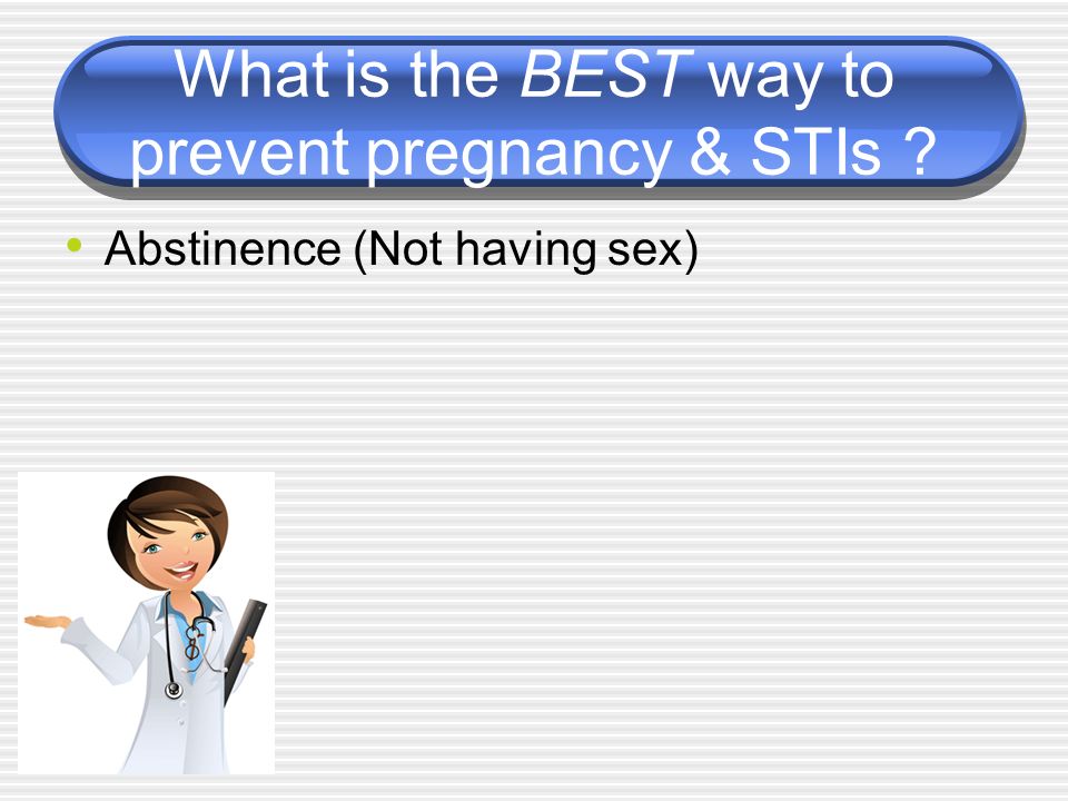 Abstinence (Not having sex)