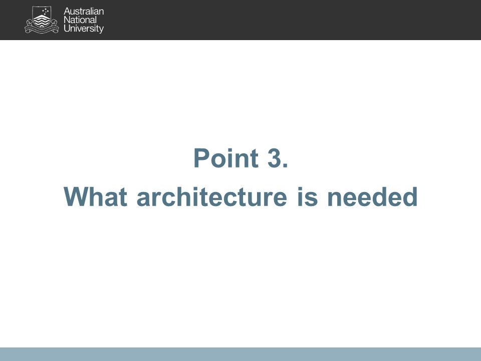 Point 3. What architecture is needed