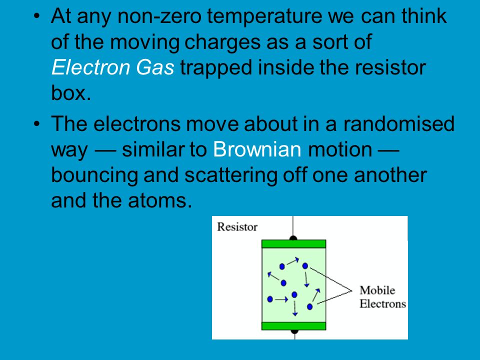 At any non-zero temperature we can think of the moving charges as a sort of Electron Gas trapped inside the resistor box.