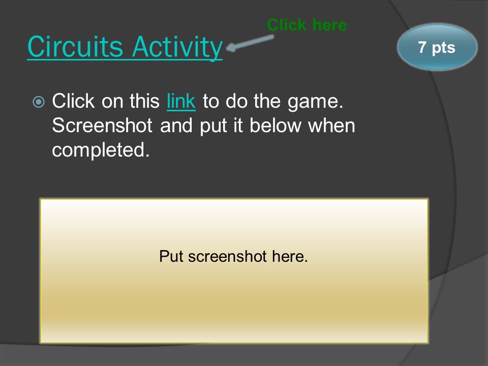 Circuits Activity  Click on this link to do the game.