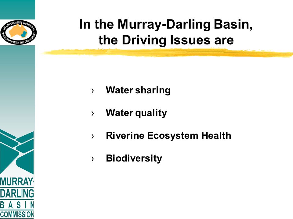 In the Murray-Darling Basin, the Driving Issues are › Water sharing › Water quality › Riverine Ecosystem Health › Biodiversity
