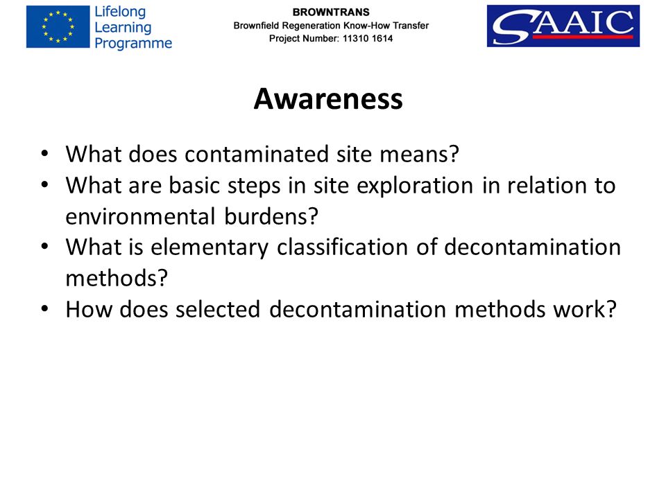 Awareness What does contaminated site means.