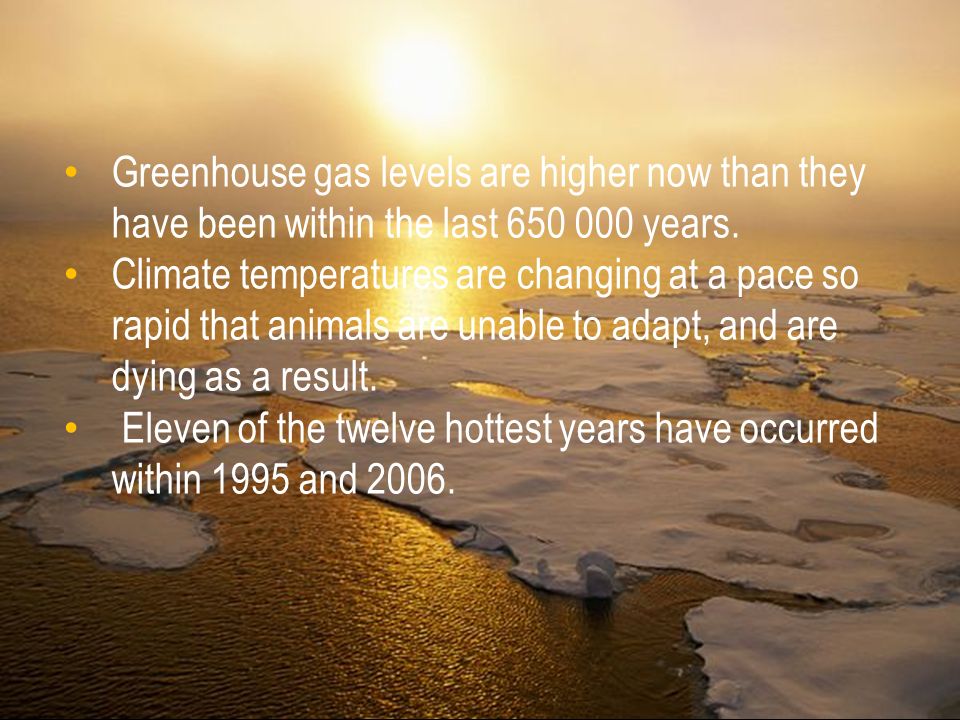 Greenhouse gas levels are higher now than they have been within the last years.