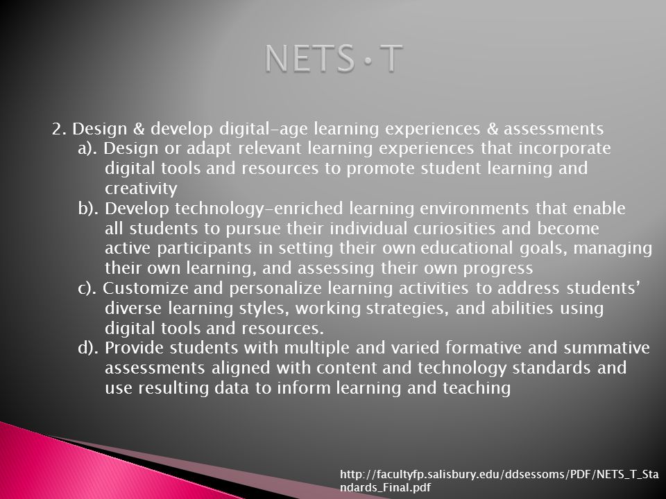 2. Design & develop digital-age learning experiences & assessments a).