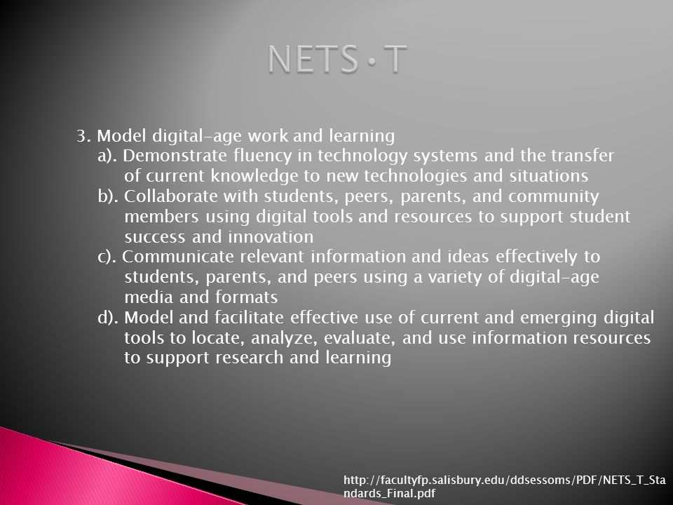 3. Model digital-age work and learning a).
