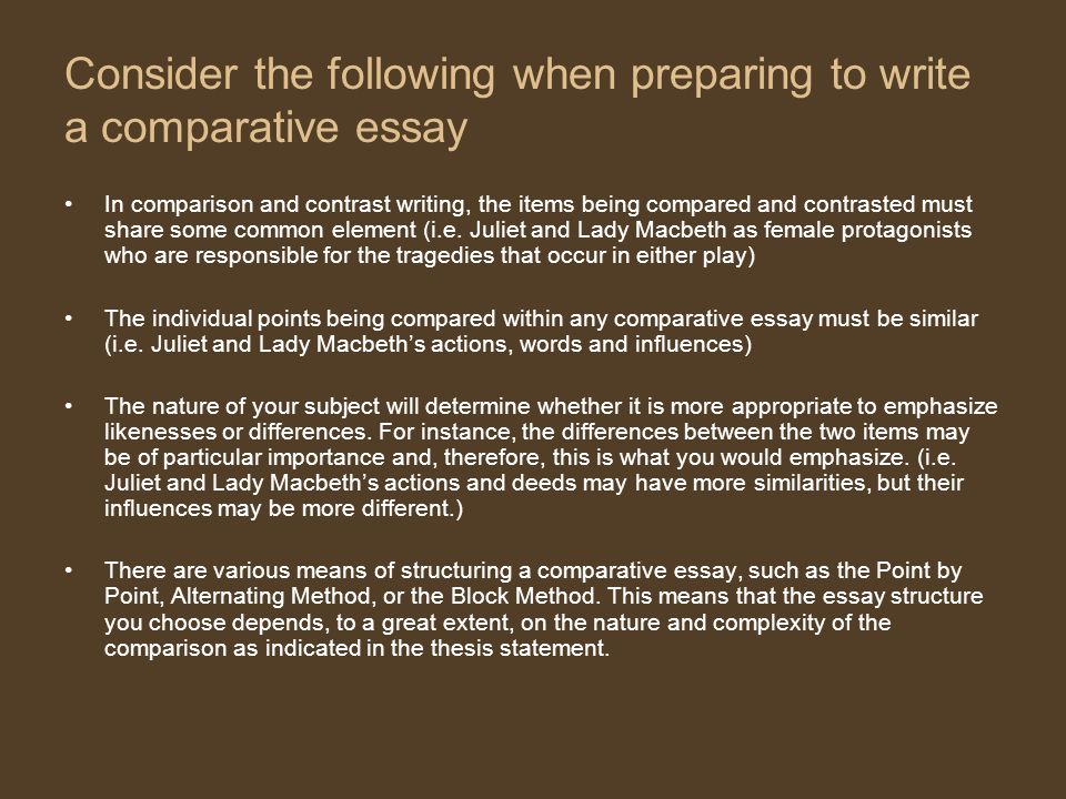 comparative essay format