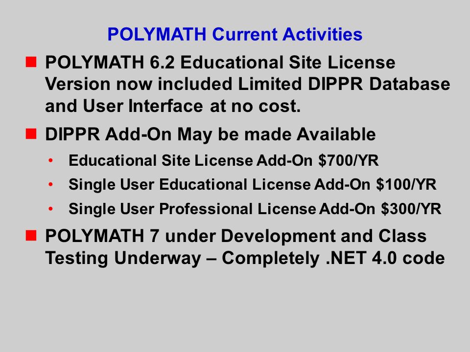polymath software dippr polymath software dippr