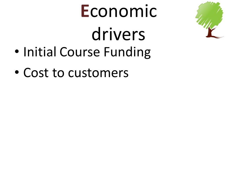 Economic drivers Initial Course Funding Cost to customers