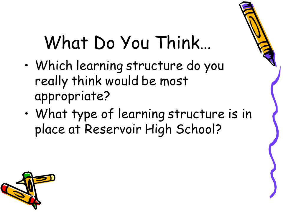 What Do You Think… Which learning structure do you really think would be most appropriate.