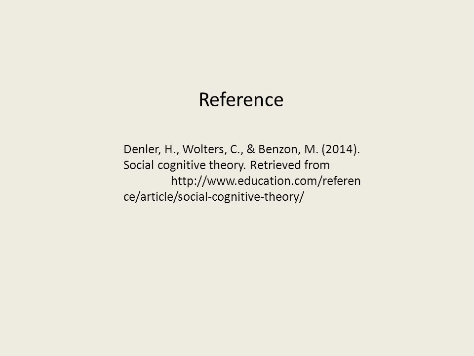 Reference Denler, H., Wolters, C., & Benzon, M. (2014).