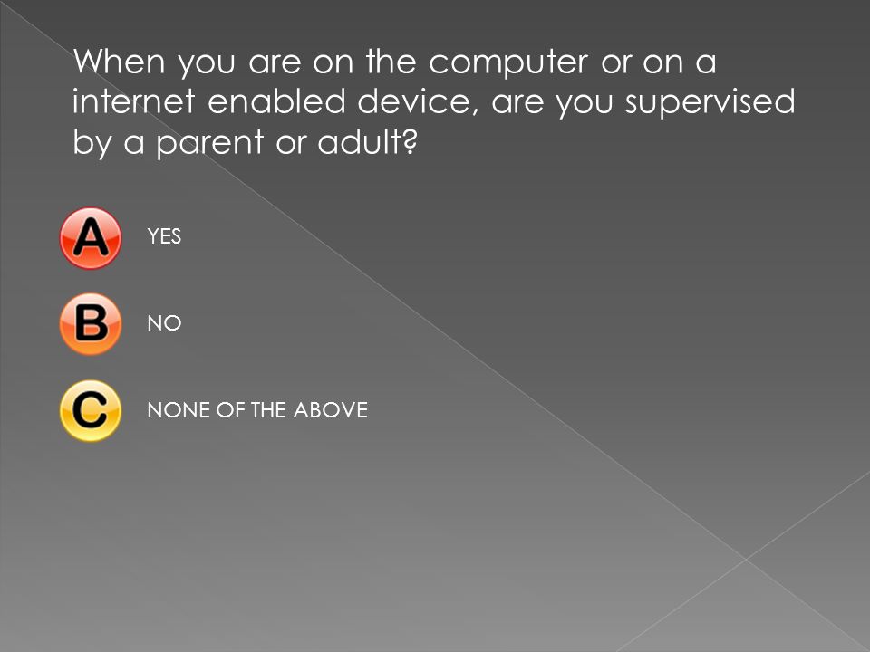 When you are on the computer or on a internet enabled device, are you supervised by a parent or adult.