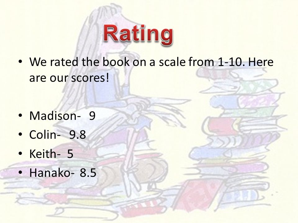 We rated the book on a scale from Here are our scores.
