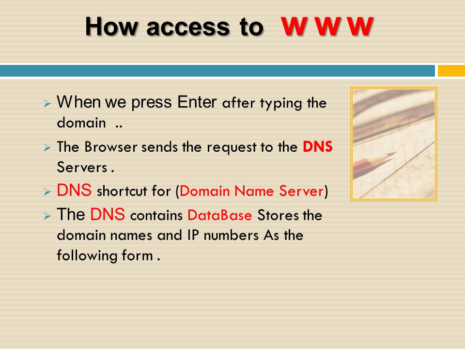 How access to www  When we press Enter after typing the domain..
