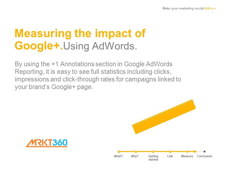Make your marketing social.Add a + Measuring the impact of Google+.