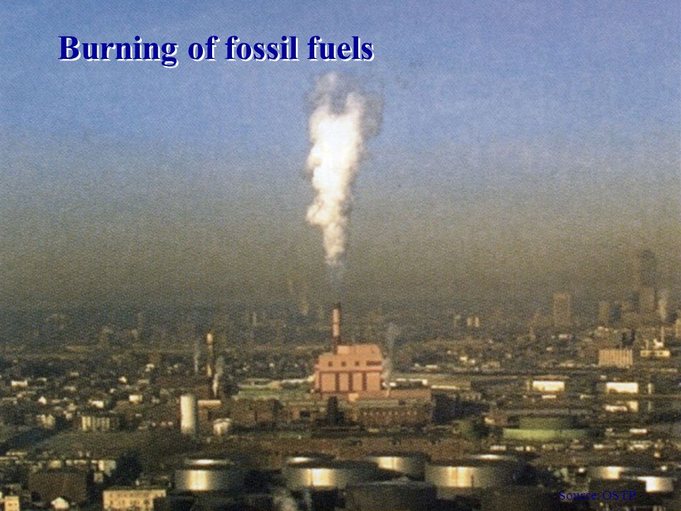 Burning of fossil fuels Source: OSTP