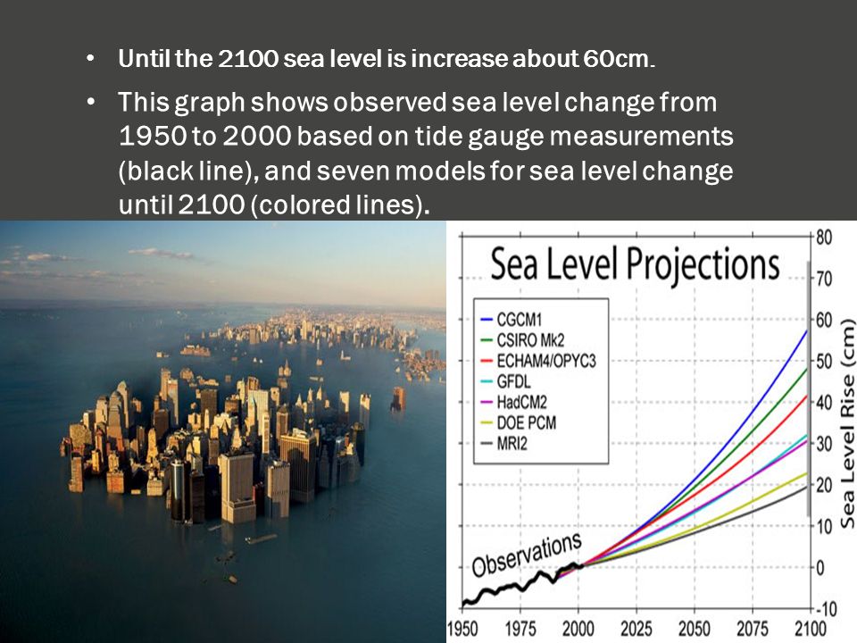 Until the 2100 sea level is increase about 60cm.