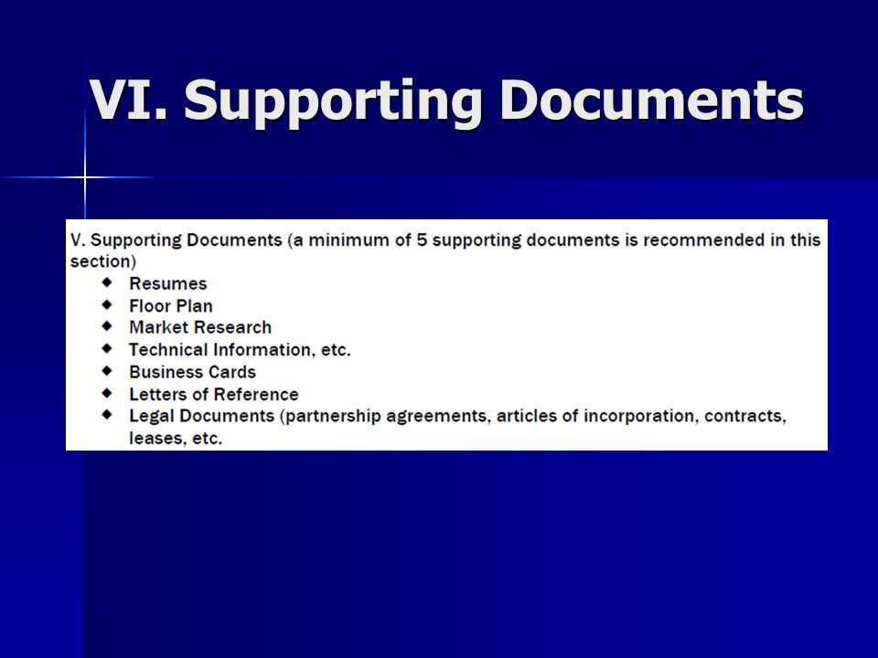 VI. Supporting Documents