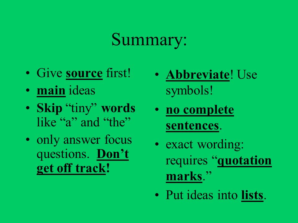 Summary: Give source first.