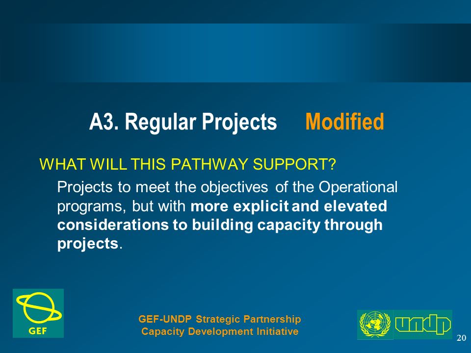 20 A3. Regular Projects Modified WHAT WILL THIS PATHWAY SUPPORT.