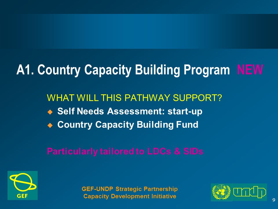 9 A1. Country Capacity Building Program NEW WHAT WILL THIS PATHWAY SUPPORT.